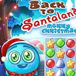 Mavi arka plan üzerinde kırmızı, yeşil ve sarı süslerle dolu bir ızgara ile noel şapkası takmış mavi bir karakter
