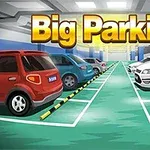 Büyük ve parlak harflerle Big Parking yazısının olduğu, kapalı bir otoparkta çeşitli renklerde arabaların park edilmiş olduğu bir görüntü