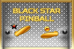 Metal zemin üzerinde altın renkli flipper kolları ve ortada Black Star Pinball yazısı