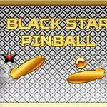 Metal zemin üzerinde altın renkli flipper kolları ve ortada Black Star Pinball yazısı