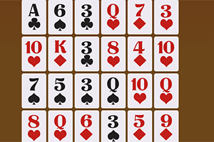 Bir dizi poker kartı yatay ve dikey olarak sıralanmış