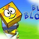 Gülen yüz ifadesine sahip sarı bir blok ve Blue Blox 2 yazısı