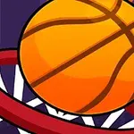 Turuncu bir basketbol topu, kırmızı bir potanın içinden geçiyor