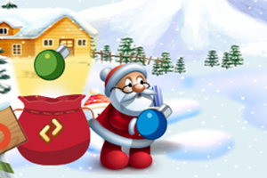 Karlı bir kış manzarasında hediye torbasıyla duran Noel Baba