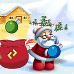 Karlı bir kış manzarasında hediye torbasıyla duran Noel Baba