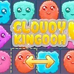 Renkli bulut şekilli karakterler ve Cloudy Kingdom 4 başlığı bulunan bir oyun ekranı