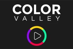 Siyah arka planda Color Valley yazısı ve altında dört renkli bir çemberin içinde bir oynatma simgesi bulunuyor