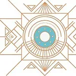 Geometrik desenli, dairesel merkezli soyut bir tasarım