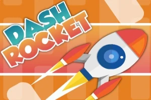 Portakal rengi zemin üzerinde bir roket ve büyük harflerle DASH ROCKET yazısı