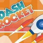 Portakal rengi zemin üzerinde bir roket ve büyük harflerle DASH ROCKET yazısı