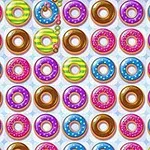 Renkli şekerler ve donutlarla dolu bir grid deseni