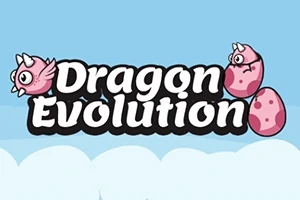 Mavi bir arka planda, üzerine pembe ejderha karakterleri ve yumurtaların yerleştirildiği Dragon Evolution metni