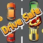 Turuncu ve yeşil arabalarla dolu bir otoyolda patlama anı, üzerinde Drive Safe yazısı