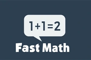 Koyu zemin üzerinde, içinde 1+1=2 yazan konuşma balonu ve altında Fast Math metni