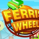 Dönme dolap arka planında Ferris Wheel yazısı ve kitaplar bulunan renkli bir tasarım