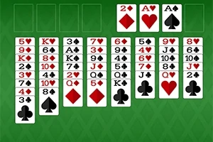 Move all 52 cards to the four foundation spots to win in this challenging Solitaire version!