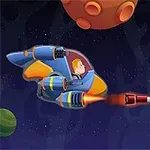 Uzayda, bir astronotun mavi bir uzay aracında yol aldığı ve karşısında yeşil kafalı bir uzaylının bulunduğu bir sahne