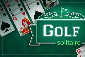 Yeşil arka planda iskambil kartları ve Golf Solitaire yazısı