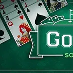 Yeşil arka planda iskambil kartları ve Golf Solitaire yazısı