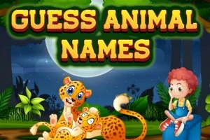 Ay ışığında ormanda oturan çocuk ve iki çizgi film leoparı