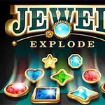 Başlıkta Jewel Explode yazısı ve altında farklı şekil ve renkte mücevherler
