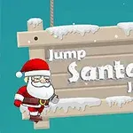 Karlarla kaplı ahşap bir tabelanın önünde zıplayan Noel Baba figürü