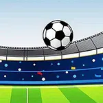 Yeşil çimenli saha üzerinde havada uçan futbol topu ve arka planda tribünler