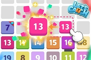 Renkli sayılarla dolu bir ızgarada patlayan pembe 13 sayısını gösteren bir görüntü