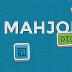 Mavi arka plan üzerinde MAHJONG ve DIGITAL yazıları, etrafında renkli kare desenli taşlar