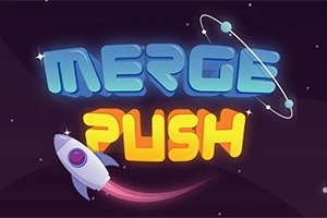 Uzay temalı arka planda MERGE PUSH yazısı ve kayan bir roket
