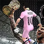 Pembe formayla futbol topuna vuran bir oyuncu ve arka planda bir futbol kulübü logosu
