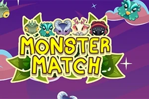 Renkli canavar figürleri ve büyük sarı harflerle MONSTER MATCH yazısı