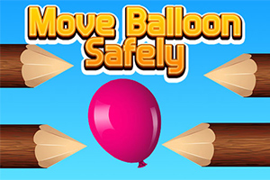 Pembe bir balonun etrafında keskin kalem uçları ve üstte Move Balloon Safely yazısı