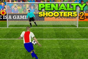Bir futbol sahasında kaleye doğru penaltı atan bir futbolcu ve kaleci