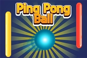 Mavi bir topun etrafında yayılan sarı ışınlar, üstte Ping Pong Ball yazısı ve yanlarda sarı ve kırmızı çizgiler