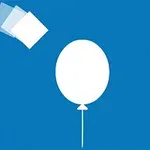 Mavi bir arka plan üzerinde beyaz bir balon ve sol üst köşede üç adet üst üste binen kare şekiller