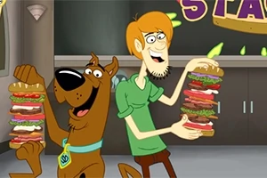 Scooby-Doo ve Shaggy, dev sandviçler tutuyor