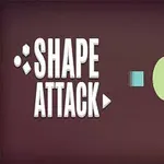 Kahverengi arka plan üzerinde beyaz yazıyla Shape Attack ve yanında farklı renklerde geometrik şekiller