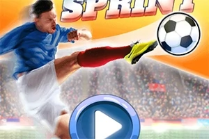 Bir futbolcunun mavi forma ve beyaz şort giyerek havada futbol topuna vole vurduğu sahne