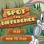 Çizgi film karakteri elinde büyüteç tutarken arka planda orman manzarası ve Spot The Difference yazısı bulunuyor