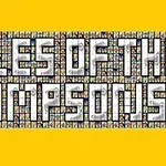 Büyük beyaz harflerle TILES OF THE SIMPSONS yazısı ve arkadaki küçük karikatür kareleri, sarı bir arka plan üzerinde