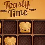 Bir ızgara düzeninde uyuyan ekmek dilimleri ve üstte Toasty Time yazısı