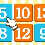 Elmas şeklinde düzenlenmiş, turuncu ve mavi karelerde 5, 8, 10, 12, 13 ve 9 sayıları ile bir işaretçi el