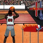 Basketbol sahasında, 88 numaralı formayı giyen bir oyuncu potaya atış yapmaya hazırlanıyor; yanında birkaç basketbol topu yer alıyor, arka planda ise seyirciler bulunuyor