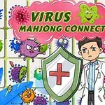 Renkli virüs karakterleri, bir doktor ve kalkan sembolü olan bir çizim
