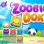 Renkli ve sevimli hayvan karakterleri ile Zoobie Doku yazısı bulunan eğlenceli bir manzara